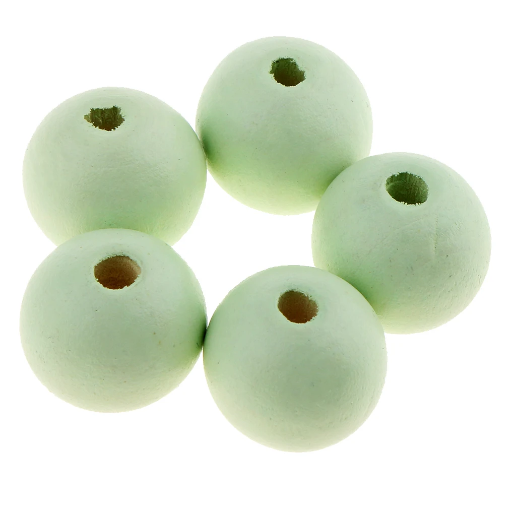 30 Pieces Round Ball Wood Spacer Beads DIY Necklaces Bracelets Jewelry Findings Charms 18mm Sewing Craft 