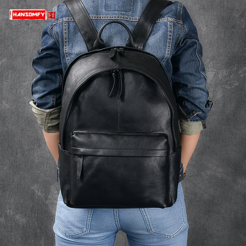 #^Special Price Новый мужской кожаный рюкзак высокого качества, мягкий черный кожаный Ретро Большой Вместительный мужской рюкзак для путешествий, сумка дл... #^Special Price Новый мужской кожаный рюкзак высокого качества, мягкий черный кожаный Ретро Большой Вместительный мужской рюкзак для путешествий, сумка дл...