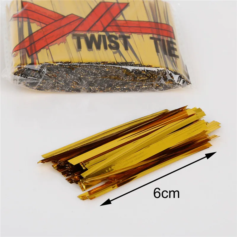 800pcs Gold/Silver Gift Packing Twist Tie Wire Wrapping Party Wedding Bakery Cookie Bag Fastener Sealing Twist Ties