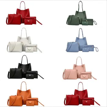 

SHUJIN 4Pcs Women Pattern Leather Handbag+Crossbody Bag+Messenger Bag+Card Package Capacity Female Crossbody Bag Ladies bolsa