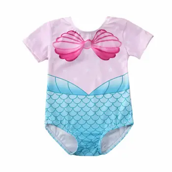 

Baby Swimwear 0-4Y Summer Toddler Infant Baby Girls One Piece Swimsuit Short Sleeve Print Swimwear Swimming Bikini