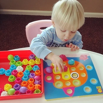 

Hot sale Kids 3D Puzzles Toys Children Composite Picture Puzzle Creative Mosaic Mushroom Nail Kit Educational Button Art Toys