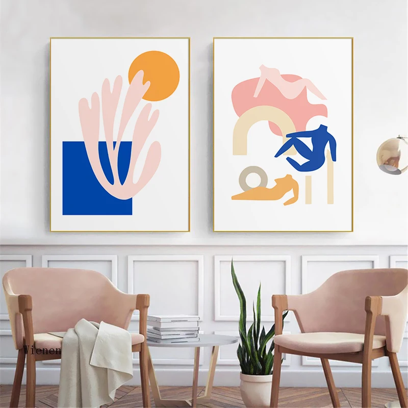 

Abstract Matisse Poster Colorful Body Print Leaf and Flower Modern Wall Art Canvas Painting Picture for Living Room Home Decor