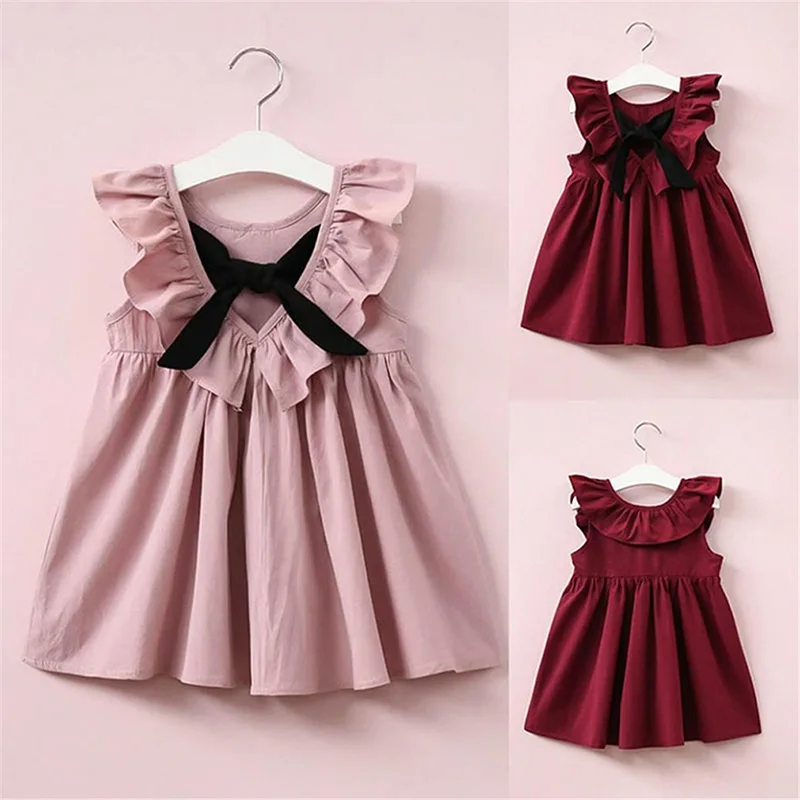 Baby Girls Summer Sundress Bowknot Short Mini Vest Dress Toddler Kids Cotton Casual Dresses Sleeveless Outfit girls dress kids clothes