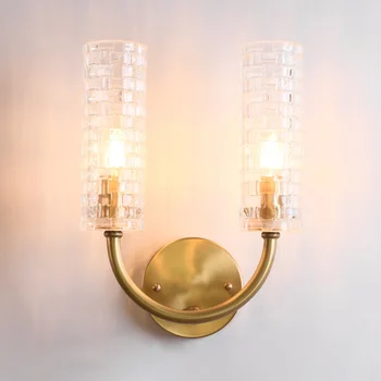 

Modern bedside lighting wall lamp full copper glass cover creative wall sconce living room aisle corridor indoor light fixture