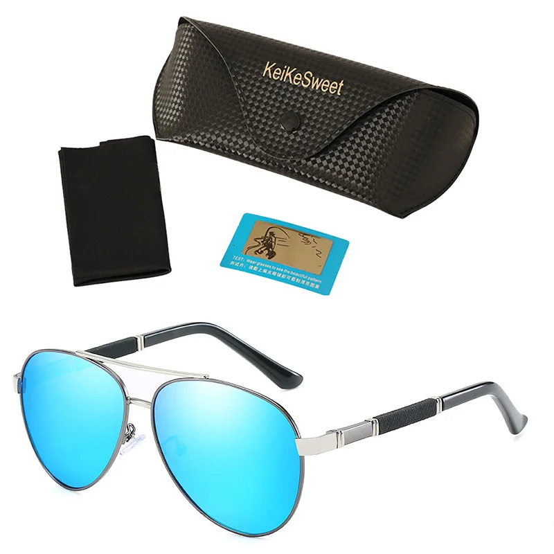 KeiKeSweet Polarized Coating Men's Sunglasses Driving UV400 Outdoor Rays Male Eyewear Accessories Luxury Sun Glasses For Men - Цвет линз: Gun Blue