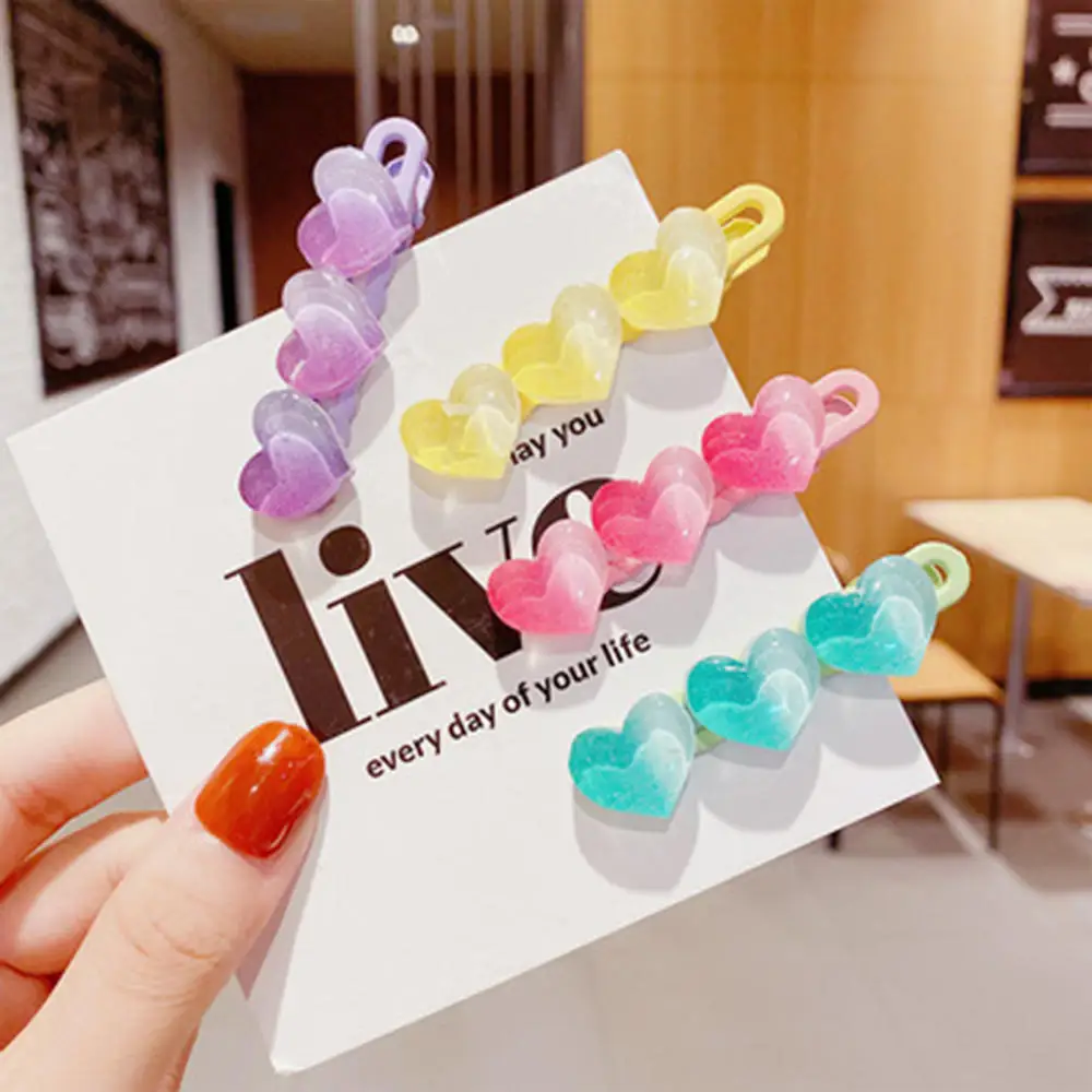 Korean Ins Gradient Love Hairpin Female Fantasy Starry Sky Bangs Broken Hair Side Clip Sweet Girl Candy Color Hair Accessories