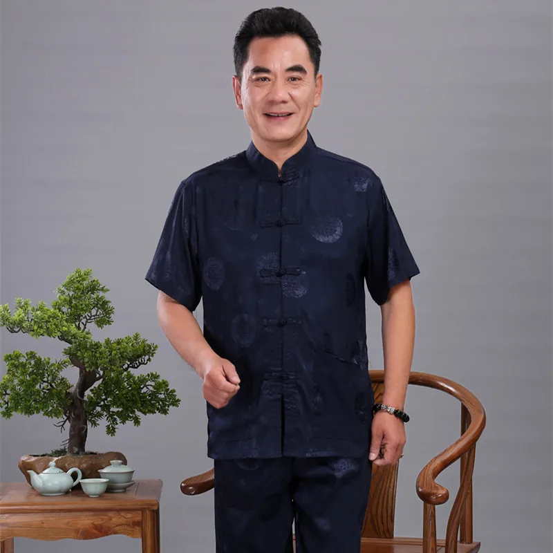 blue short sleeve Мужской Атласный Костюм кунг-фу китайский дизайнер форма для ушу Тай Чи одежда рубашка с длинными рукавами+ длинные штаны наборы плюс M L XL XXL 3XL 4XL - Цвет: blue short sleeve
