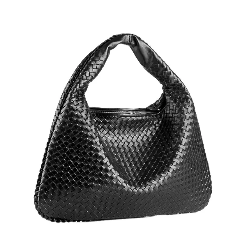 Vrouwen Schoudertas Echt Leer Zachte Lamsvacht Hand Weave Tote Shopping Purse Vrouwelijke Hobo Handtas Merk Designer Vrouwen Schoudertas Echt Leer Zachte Lamsvacht Hand Weave Tote Shopping Purse Vrouwelijke Hobo Handtas Merk Designer