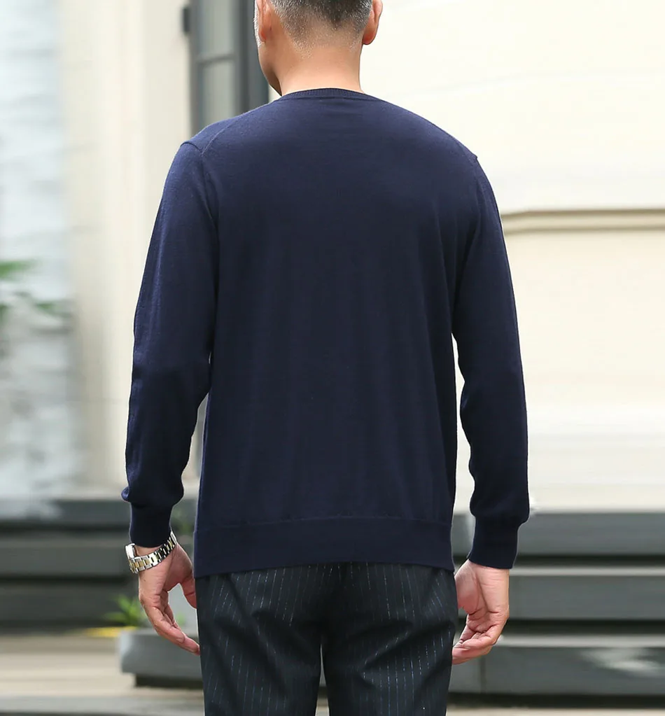 Navy Blue YJMY внутренний монгольский кашемировый свитер для мужчин с v-образным вырезом весна осень вязаный в магазине Slava - Цвет: Navy Blue