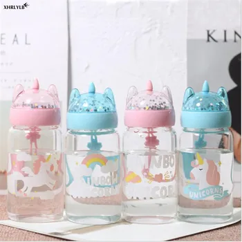 

XHRLYLB Hot Sequined Unicorn Glass Portable Hand Cup Small Fresh Water Bottle Water Bottle To Give The Guest A Wedding Gift.5z