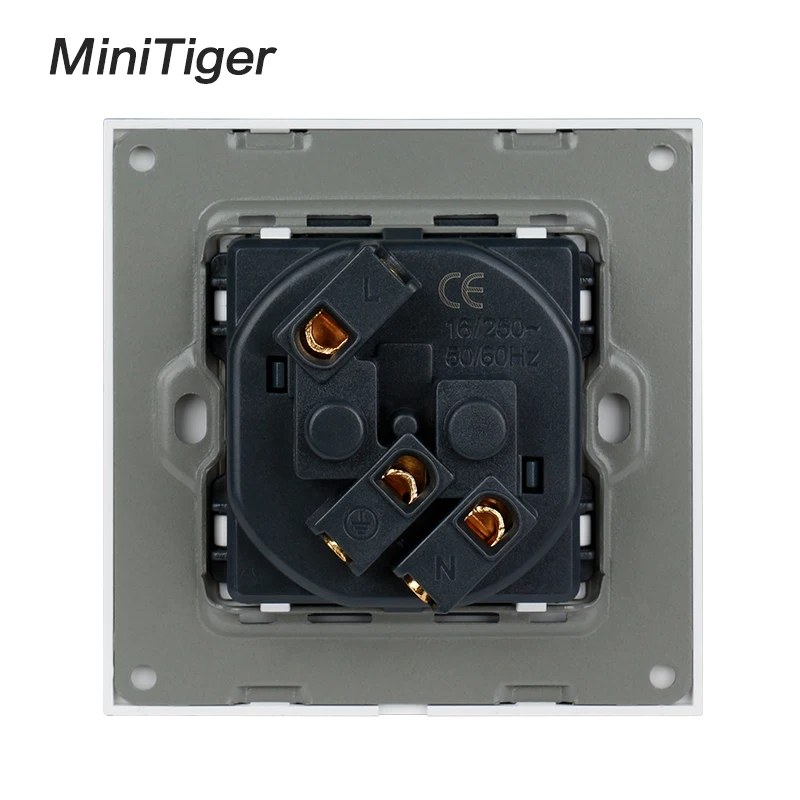Minitiger Белая настенная пластиковая панель 1 банда розетка заземленная, 16А стандарт ЕС Электрический двойной выход 86 мм* 86 мм