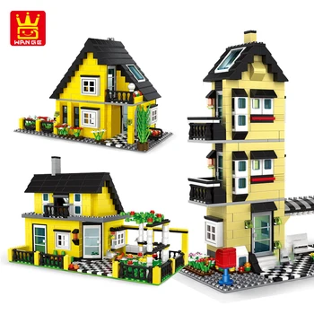 

Architecture Village Villa Cottage Building Blocks City Modern Hut France House Village Farm Blocks Educational Toys For Kids