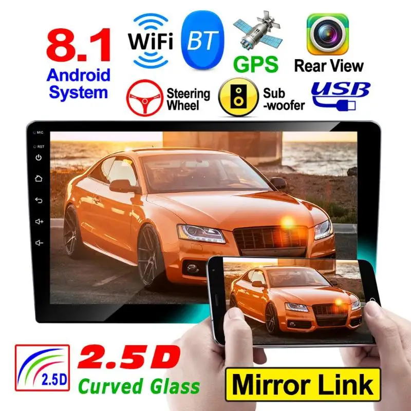 RK-A709 9-дюймовый автомобильный стерео BT gps FM MP5 плеер Сенсорный экран Android 8,1 автомобиль радио Встроенный gps навигации мульти-медиа-плеер