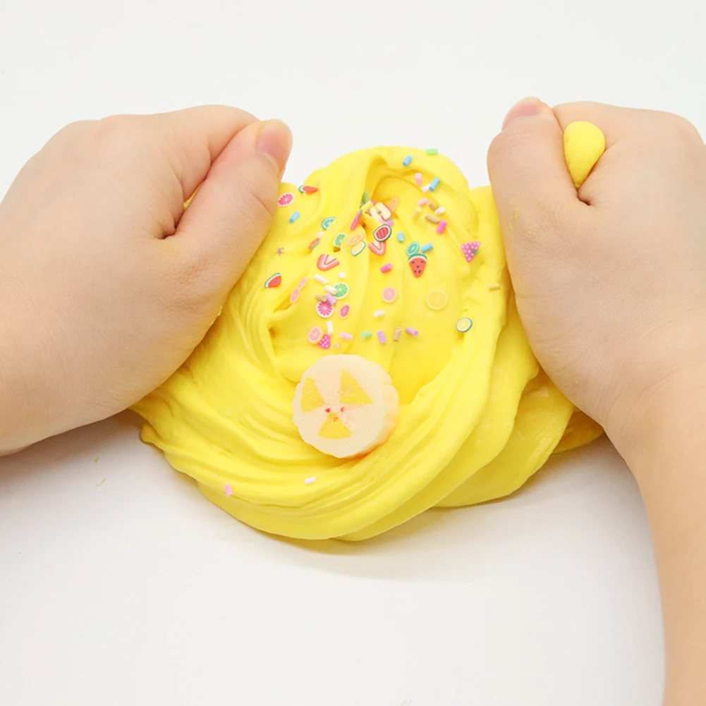 60/100 мл DIY Фрукты лимонные чипсы глина наполнитель прозрачная слизь коробка игрушки для Пластилин для детей снятие стресса детская игрушка подарок