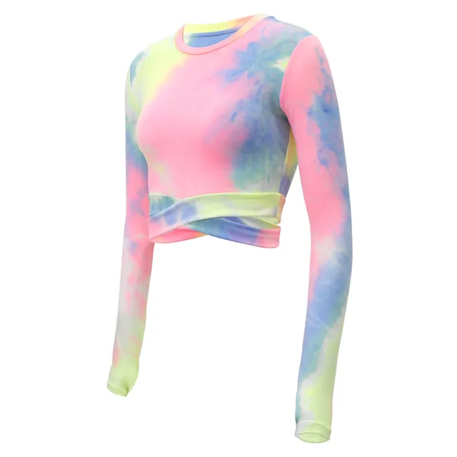 Crop Tops Sports Suits for Women Long Sleeve Yoga Shirts for Women Tracksuits Workout Shirts SportsWear Teens Tops Spring Autumn Green