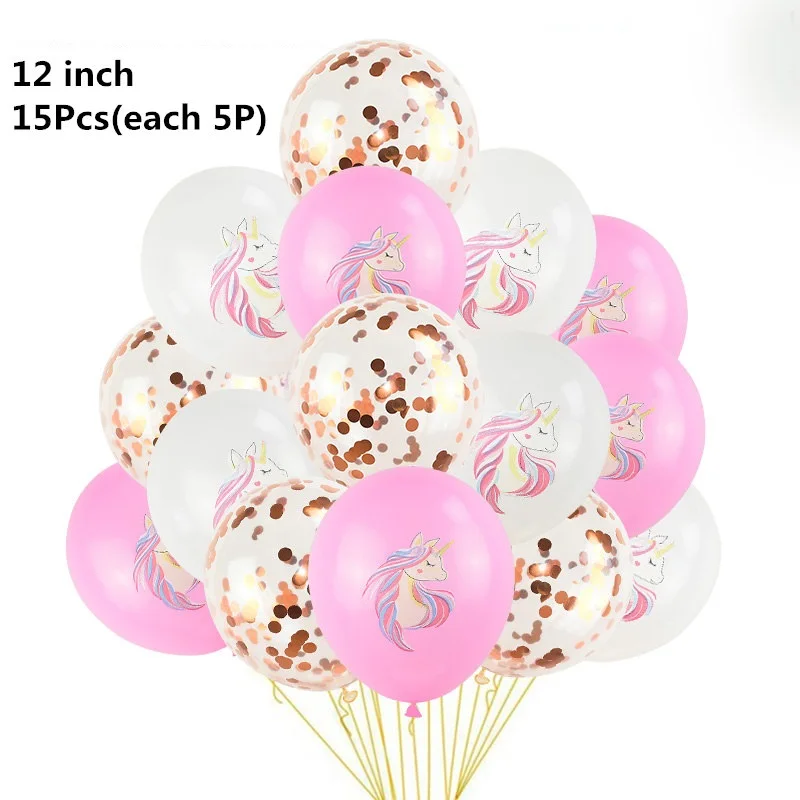 15pcs-k 10 шт. 12 дюймов Единорог латексные шары Набор DIY мультфильм Лошадь Единорог шары принцесса день рождения украшения свадебные шары - Цвет: 15pcs-k