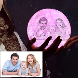 BORUiT – lampe lunaire avec Photo/texte personnalisé, 16 couleurs, impression 3D Rechargeable, veilleuse pour enfants femmes, cadeau personnalisé 