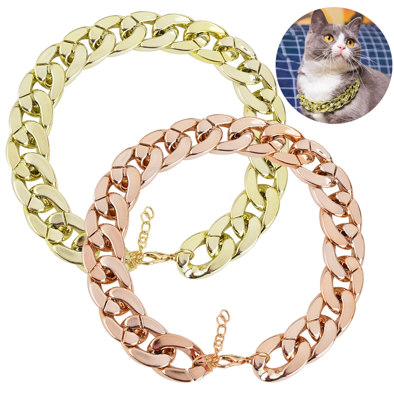 1pc Pet Dog Chain Choke Pet Dog Necklace Collars Thick Gold Chain