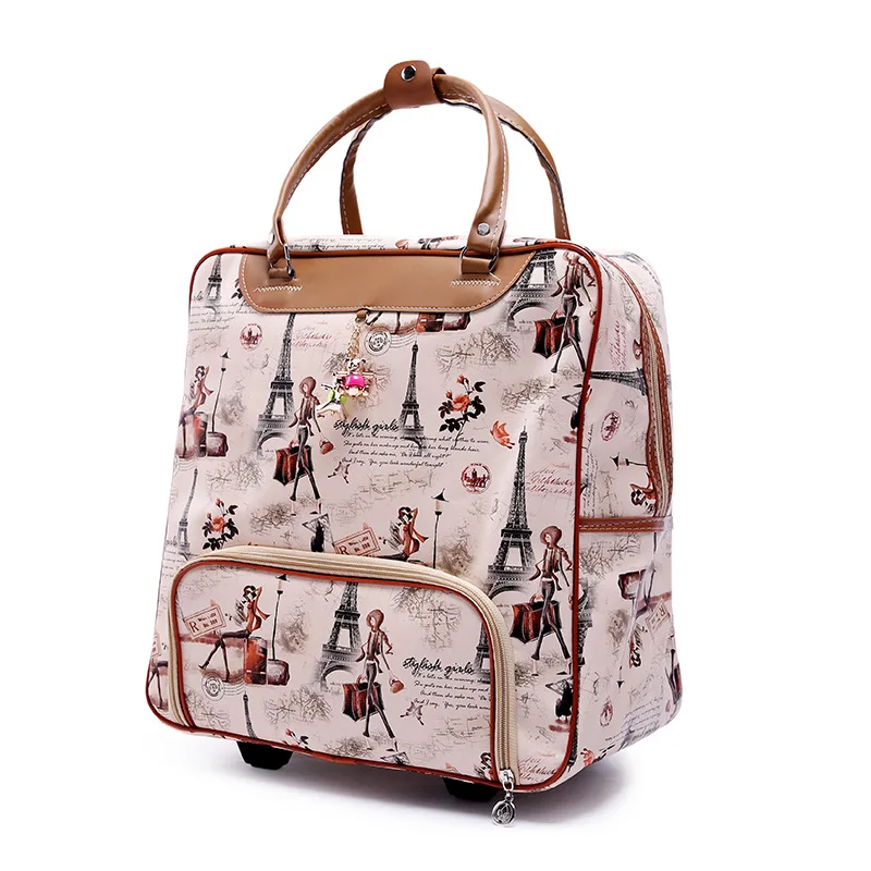 Fashion Women travel Business Boarding bag ON wheels trolley bags large capacity Travel Rolling Luggage Retro girl Suitcase Bag 4