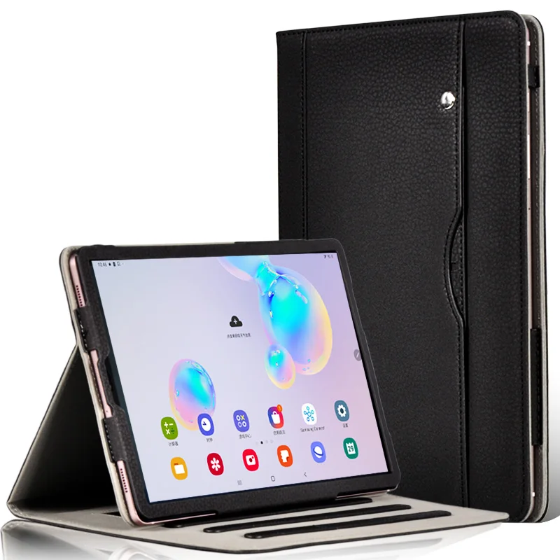 Чехол для samsung Galaxy Tab S6 10,", деловой чехол из искусственной кожи, умный чехол, держатель для рук, подставка для samsung Tab S6 T860 T865 чехол - Color: Black