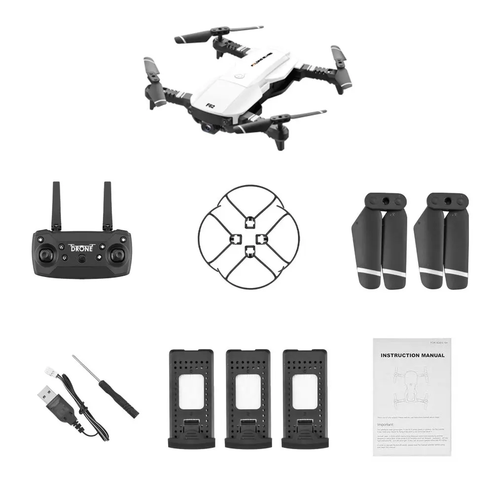 0.3MP White 3B F62 2,4G wifi 0.3MP/4K 16MP HD широкоугольная камера Радиоуправляемый Дрон оптический поток управление жестами Смарт следование RC вертолет Дрон модель - Color: 0.3MP White 3B