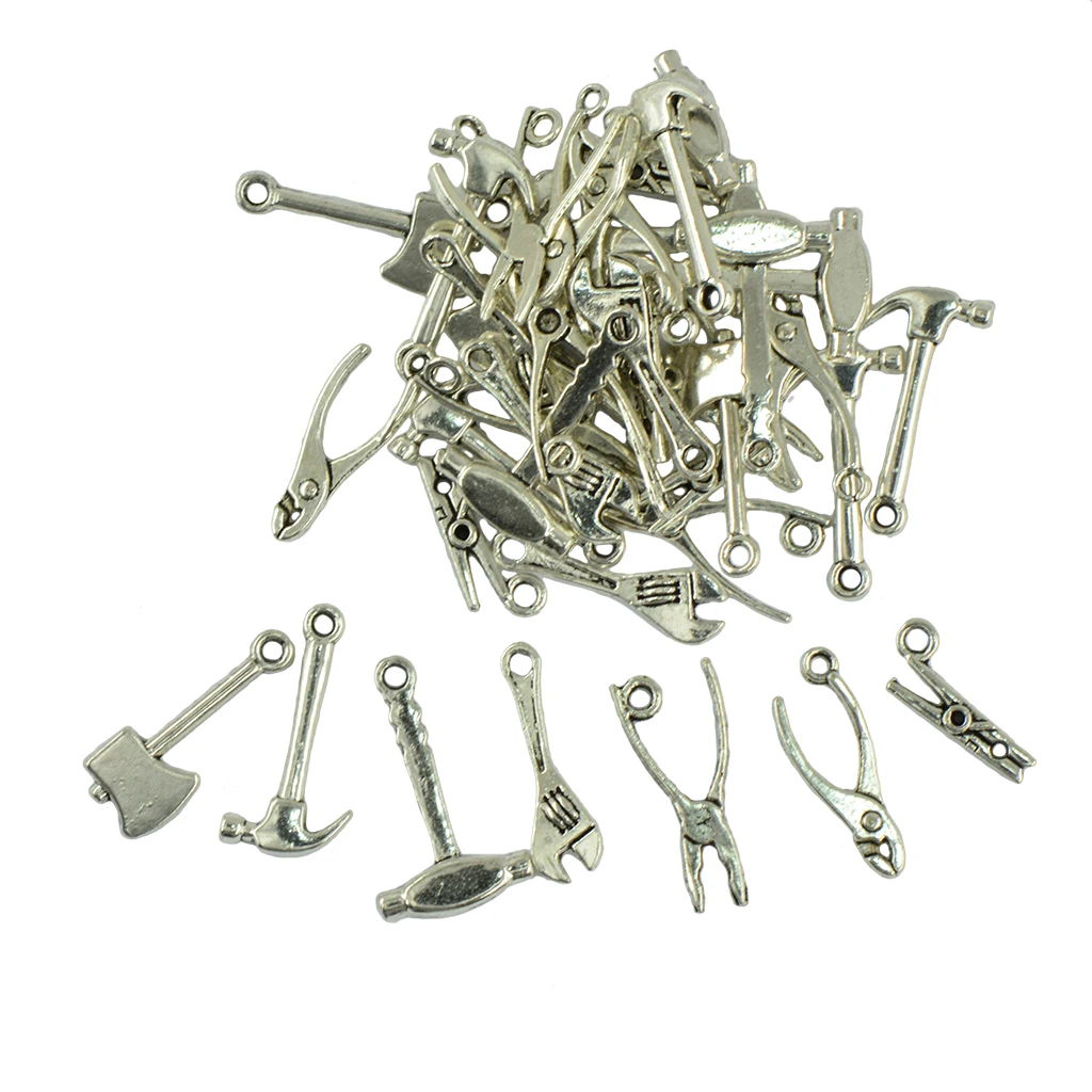 40 Pieces Tibetan silver color DIY TOOL Charms Pendants Tools Fathers Day Mens Gift Jewellery for Necklace Bracelet Findings