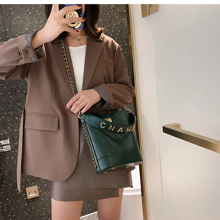 Textured HandBag Female New Wave Korean Messenger Bag Fashion Bucket Bag Ocean Bag