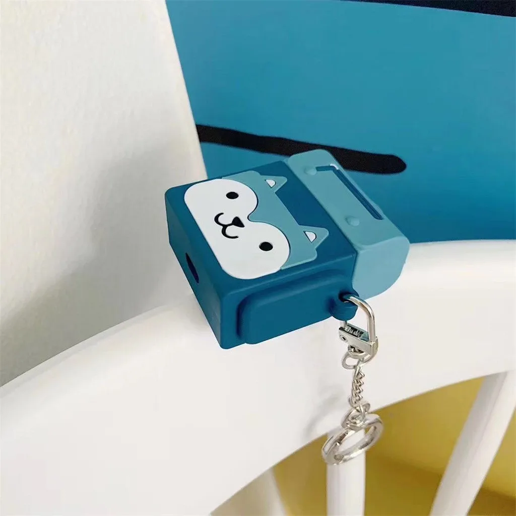 

VOBERRY Super Cute 3D Stitch Cartoon Silicone Protection Ring Lanyard Wireless Earphone Charging Case For AirPods 1 2 Bluetooth