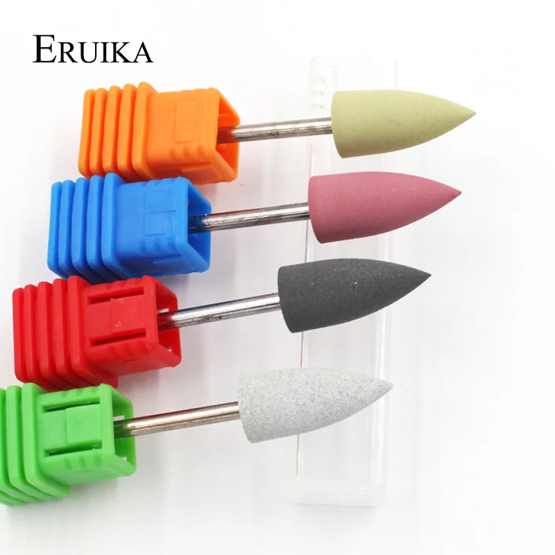 ERUIKA 4 шт./компл. 8*18 мм пуля голова Фрезер для ногтей, сверлильный резины и силикона с объемным биты придание ногтям формы мельницы для маникюр; педикюр; Полировка Инструмент