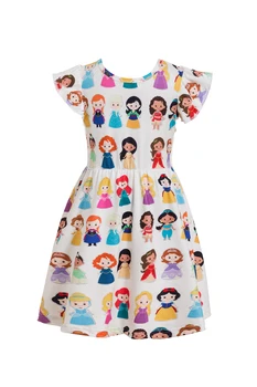 

Baby Girls Summer Colorful Dinosaur Print Dress Milksilk Dinosaur World Short Sleeve Clothing Kids Boutique Wear