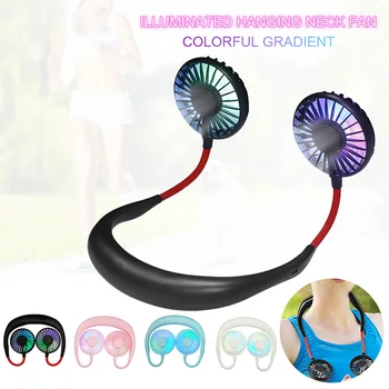 

2020 Mini Neck Fan USB Portable Fan Neckband with Rechargeable Battery Small Desk Fans Handheld Air Cooler Hanging Sport Fan