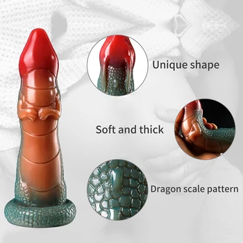 Monster Shape Penis Colorful Dildo Liquid Silicone G Spot Penis Strong Suction Cup Sex Toy For Women And Adult Female Masturbate 4