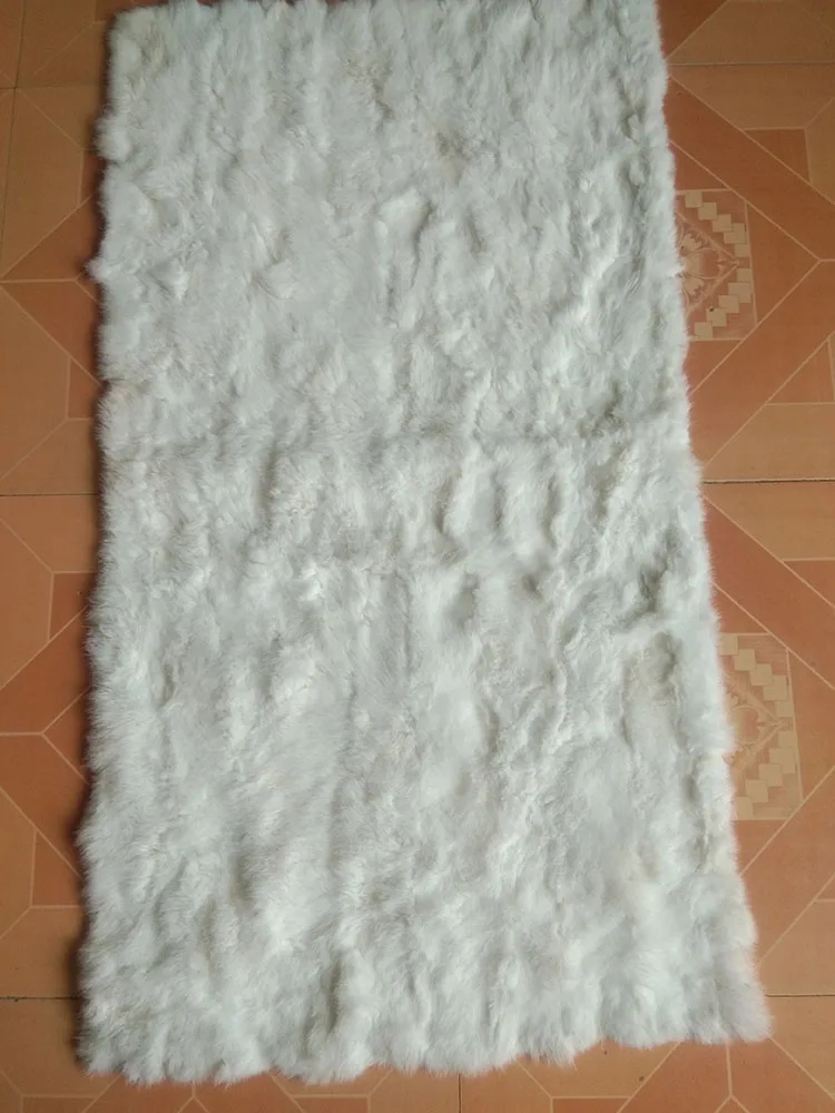 Real Rabbit Fur Rug Genuine Rabbit Fur Blanket Throw Bedroom Rabbit Fur