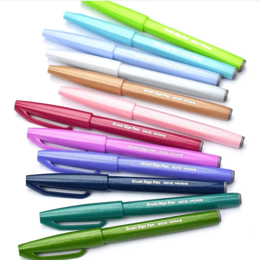 12 В/24 шт Япония Pentel фракции SES15C цвет мягкие волосы красоты рисунок пером черно
