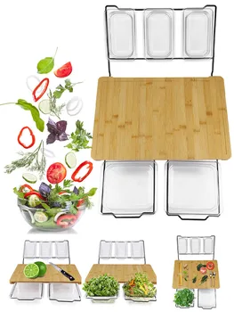 

Double-Sided Chopping Board Non-slip Cutting Board With Multi-function Groove Grinding Garlic Kithcen Storage Tray Kitchen Tools