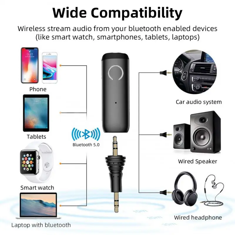 Горячий Bluetooth адаптер Bluetooth приемник Bluetooth адаптер 5,0 автомобильный Bluetooth аудио приемник 3,5 мм встроенный аккумулятор