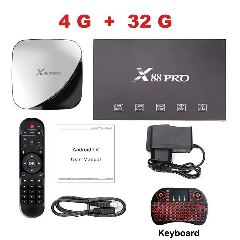 4GB 32GB Keyboard X88 PRO tv Box Android 9,0 4 Гб ОЗУ 64 ГБ 32 ГБ Google Voice Assistant RK3318 четырехъядерный Wi-Fi YouTube 4K X88PRO 2GB16GB телеприставка - Цвет: 4GB 32GB Keyboard