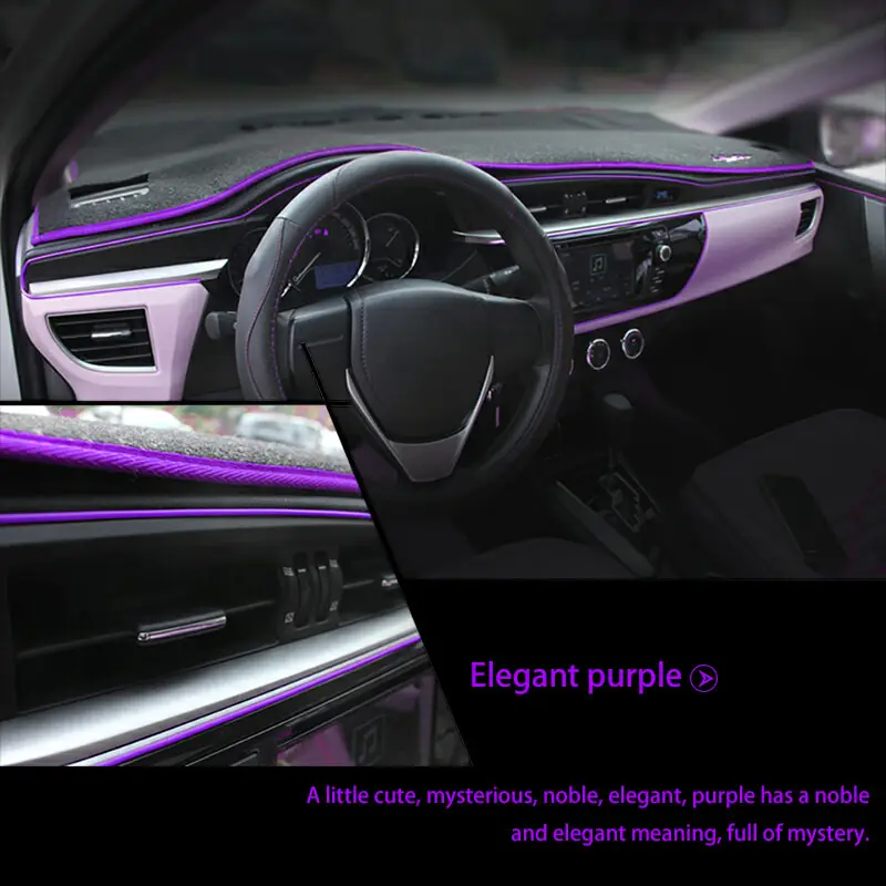 Purple DERI, 1 м, 2 м, 3M, 5 м, декоративный светодиодный светильник, EL Cold Line, автомобильный интерьерный неоновый светильник с USB приводом, 12 В, стильный - Цветовая температура: Purple