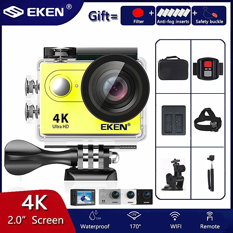 EKEN-cámara de acción H9R/H9 Ultra HD 4K/30fps wifi 2,0 170D, Casco impermeable, cámaras de grabación de vídeo, cámara deportiva