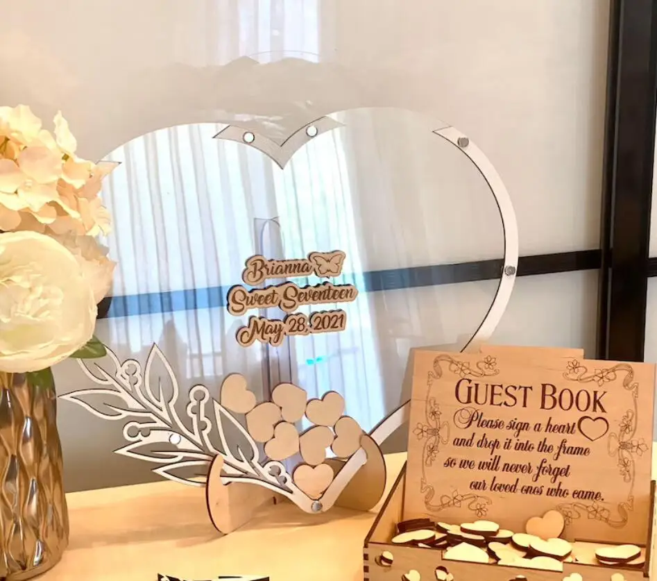 Quinceanera guestbook heart, Sweet 16 guest book alternative, Quinceanera guestbook alternative heart