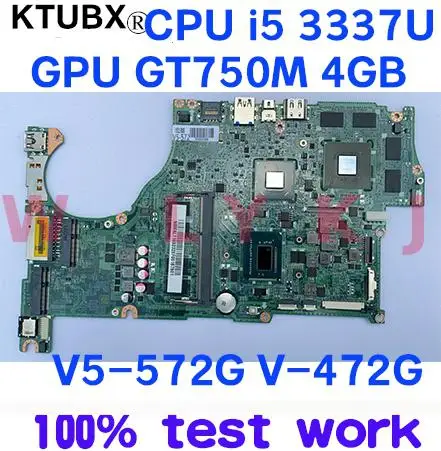 Материнская плата DA0ZQKMB8E0 для ноутбука ACER V5-572 G V5-472 CPU i5 3337U GPU GT750M 4 Гб ОЗУ тест ОК