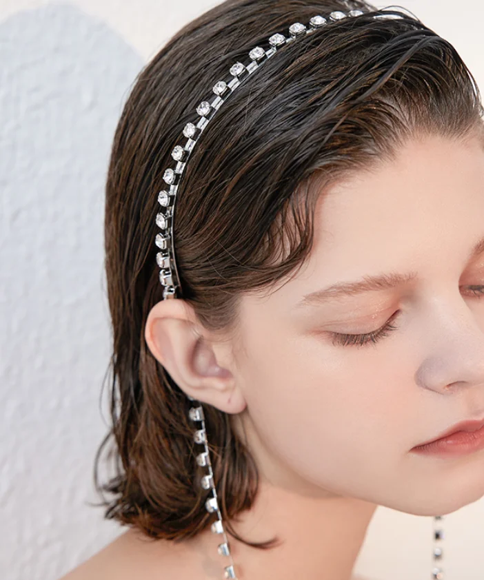 trend Artificial Rhinestone Simple Tassel Headband Hair Accessories for women Design Fashion Jewelry