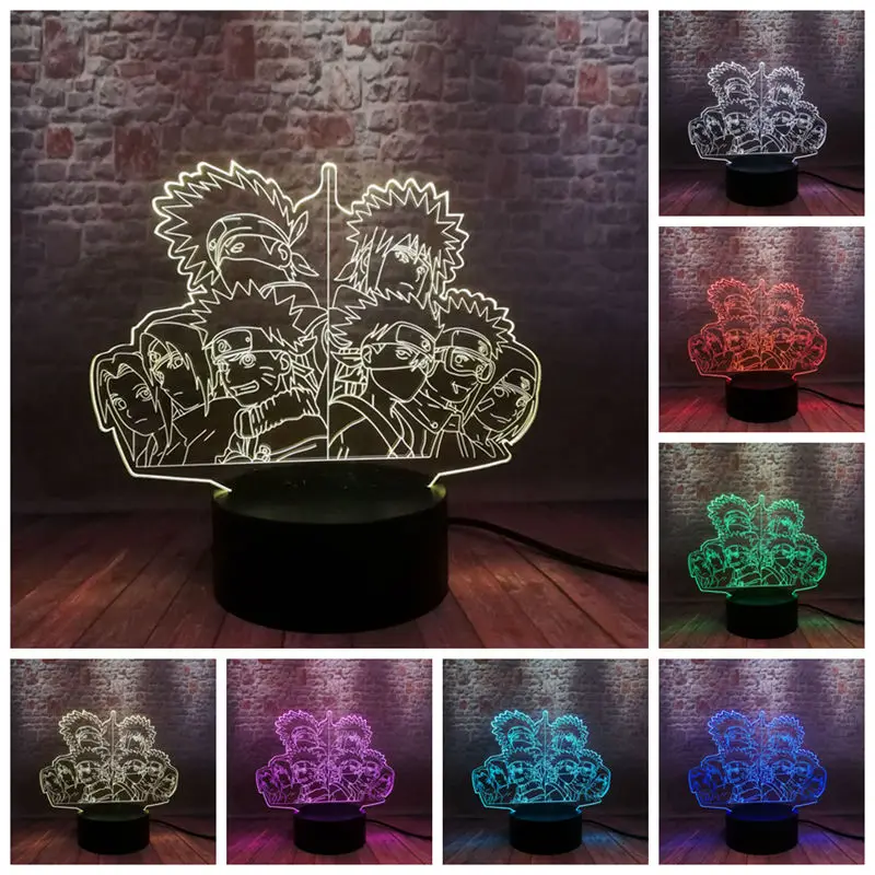 Мигающий манга Модель 3D Детский Ночной светильник светодиодный 7 цветов меняющийся спальный светильник Наруто Аниме фигурки - Цвет: 4