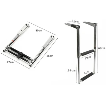 

Marine 2 step Telescopic Boat Ladder Stainless Steel Boat Accessories Fit for marine Deck Outboard Swim platform