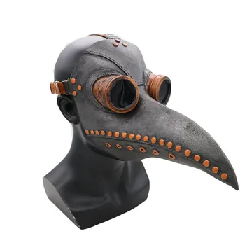 

Steam Punk Unisex Plague Doctor Bird Mask Long Nose Black Costumes Black latex Leather Mask Cosplay Dress Up Accessories Props