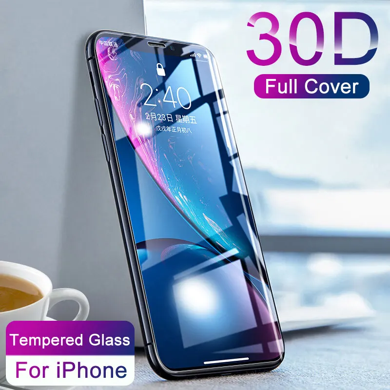 Изогнутое защитное закаленное стекло 30D для iPhone X XS 11 Pro Xs Max XR 7 8 6 6S Plus | Мобильные