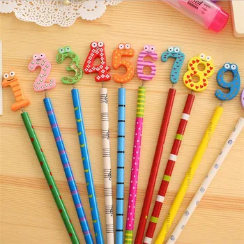 

10PCS/lot Kawaii Number Design Digital Pencil Ten Mixed Office Stationery School For Children New Years And Christmas Gifts