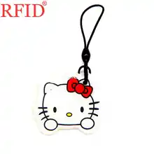 ID 125 кГц EM4305 EM4205 перезаписываемый брелок для ключей жетон тег RFID карта мультфильм водонепроницаемый жетон тег брелок для ключей со значком карта контроля доступа 1