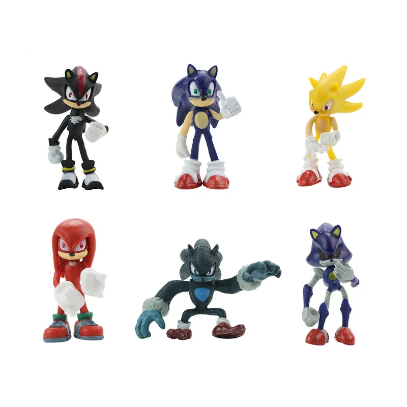 6 Pz/Set Sonic Figures Toy Pvc Toy Sonic Shadow Tails Personaggi Figure Dr Eggman Shadow For Children Animals Toys Set 3 Scelte